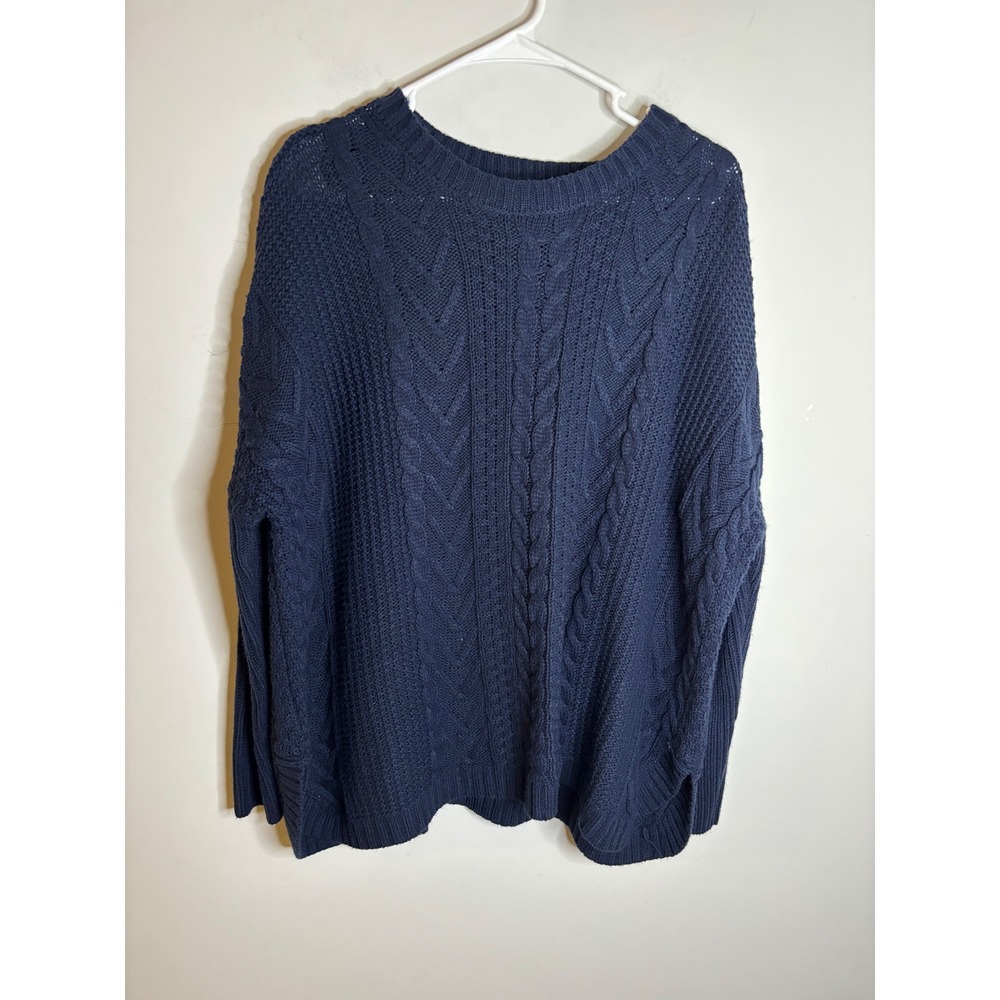 Joseph A. Navy Blue Cable Knit Sweater Women Large
